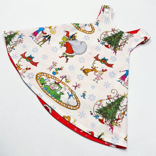 Christmas reversible dress “Grinch in white”