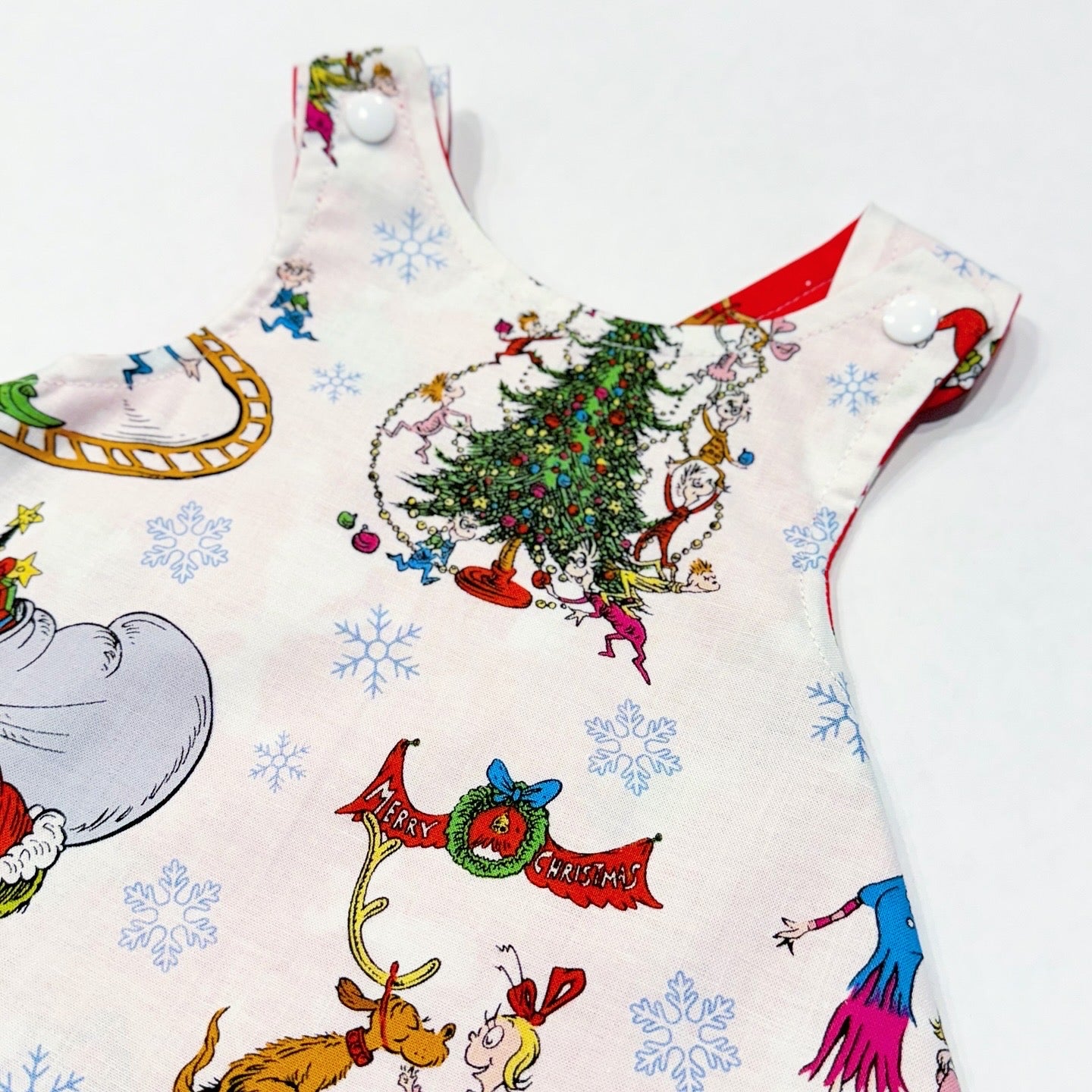 Christmas reversible dress “Grinch in white”