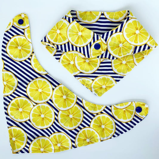 Reversible Bandana Bib "Lemons"