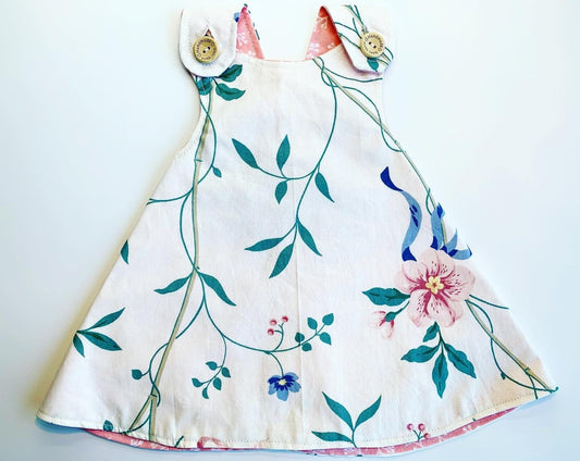 Flowers fabric design reversible cotton dress