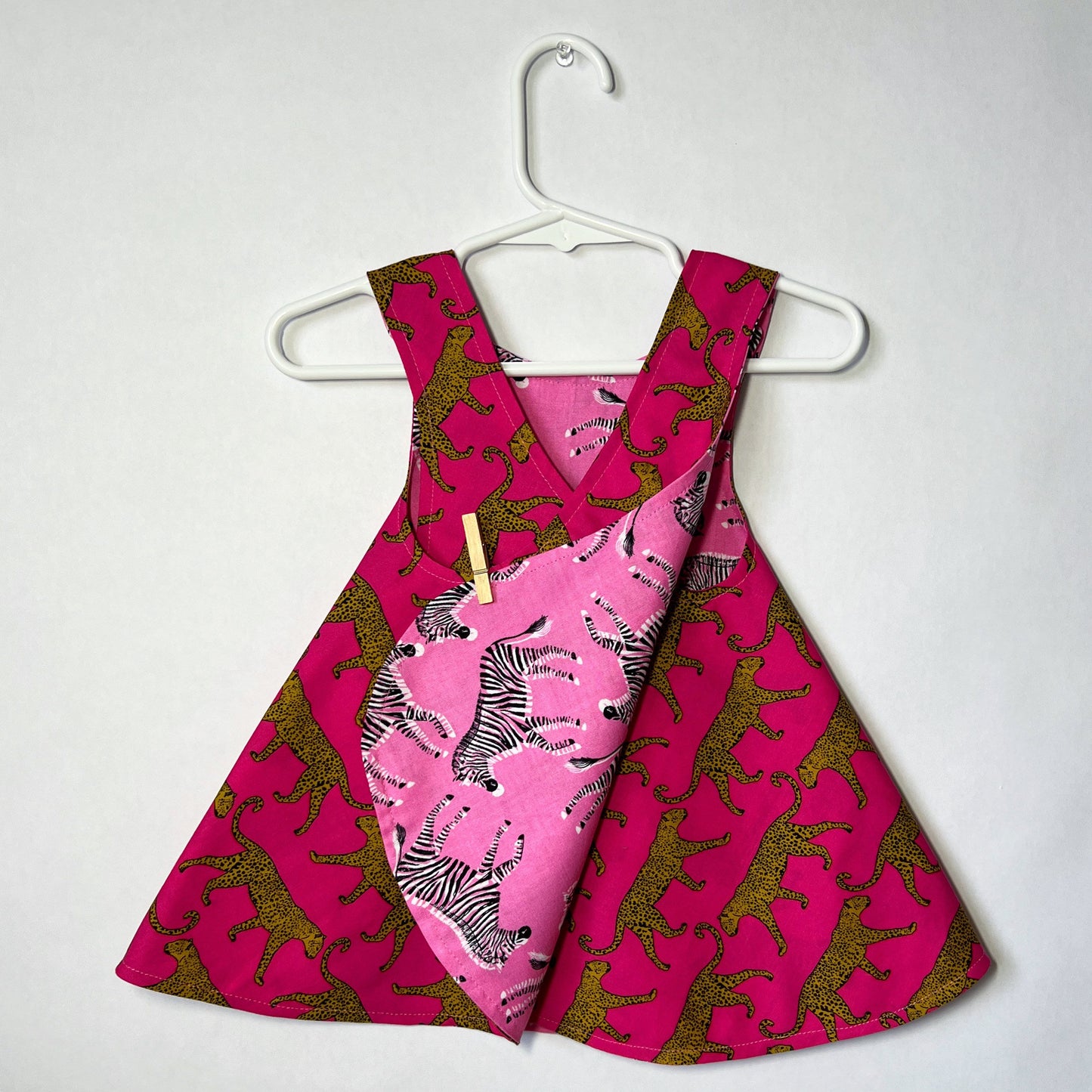 Reversible cotton sundress "Cheetahs and Zebras"