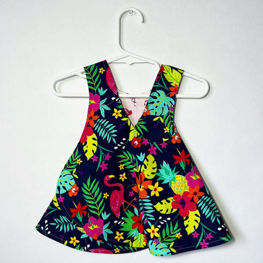 Reversible cotton dress "Flamingos"