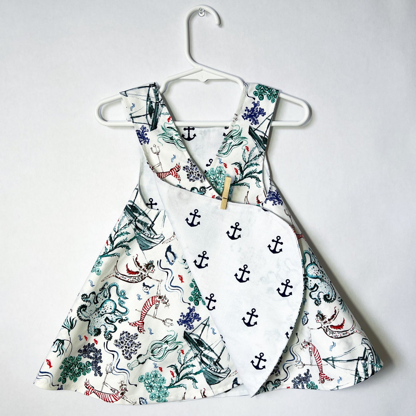 Reversible cotton dress “Underwater” in white