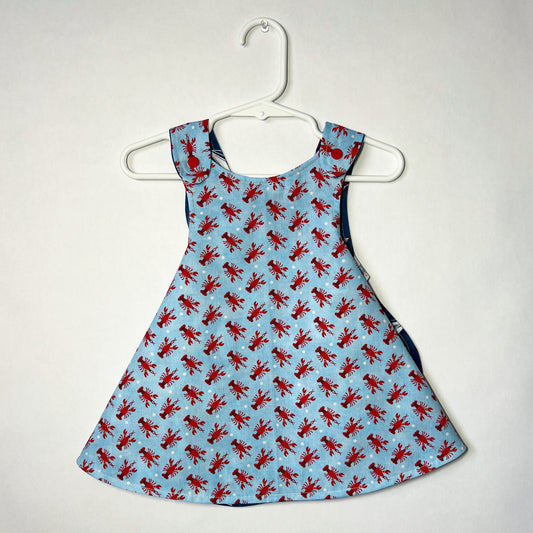 Reversible cotton dress “Lobster and Sailboats”