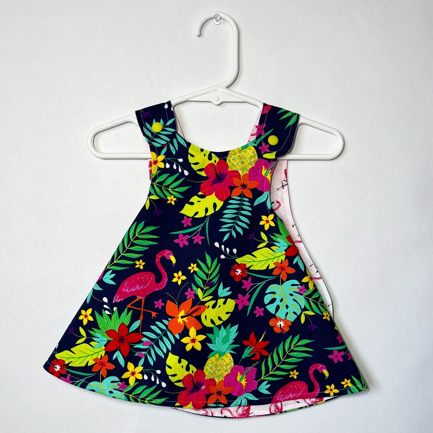 Reversible cotton dress "Flamingos"