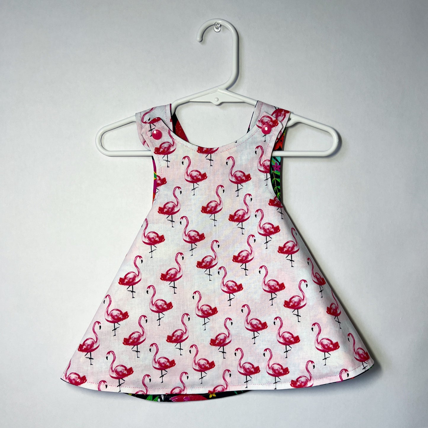 Reversible cotton dress "Flamingos"