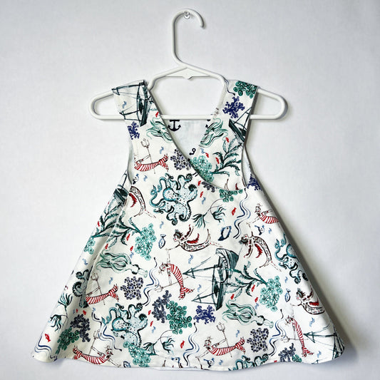 Reversible cotton dress “Underwater” in white