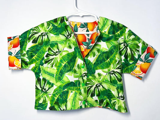 Reversible jacket “Oranges and Tropical leaves”