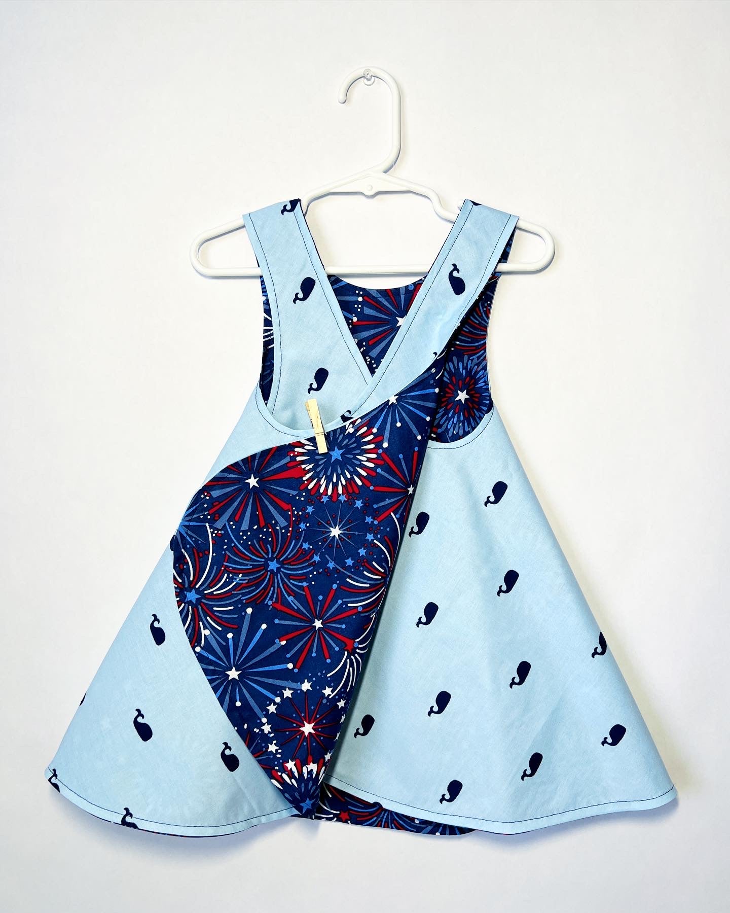 Patriotic reversible cotton dress “Fireworks”