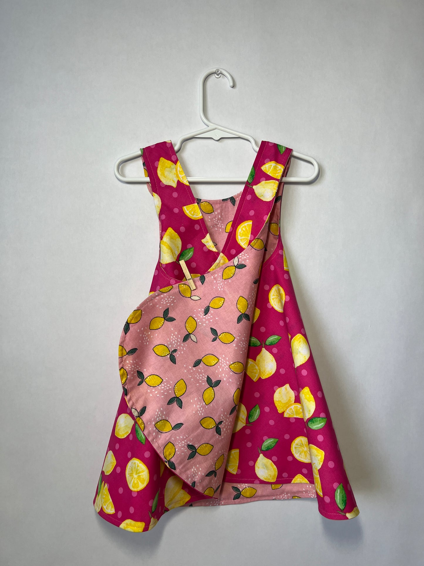 Reversible cotton dress "Pink Lemons”