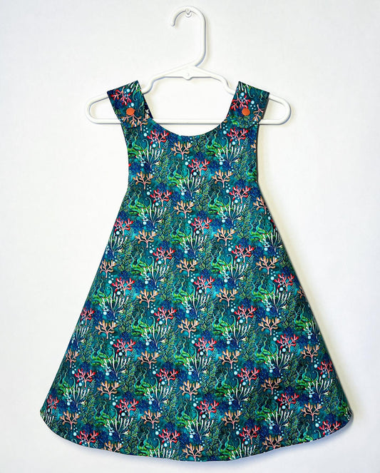 Reversible cotton dress “Underwater and Fireworks”