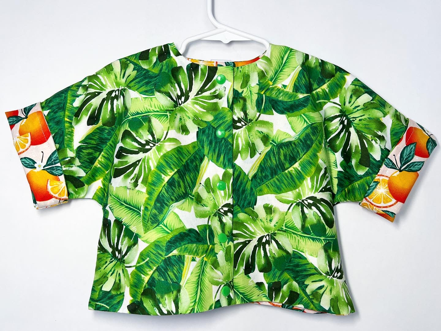 Reversible jacket “Oranges and Tropical leaves”