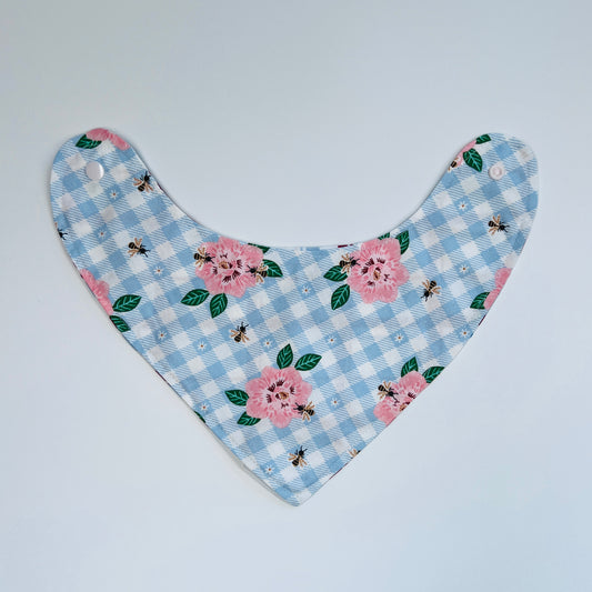 Reversible Bandana Bib "Blue Gingham"