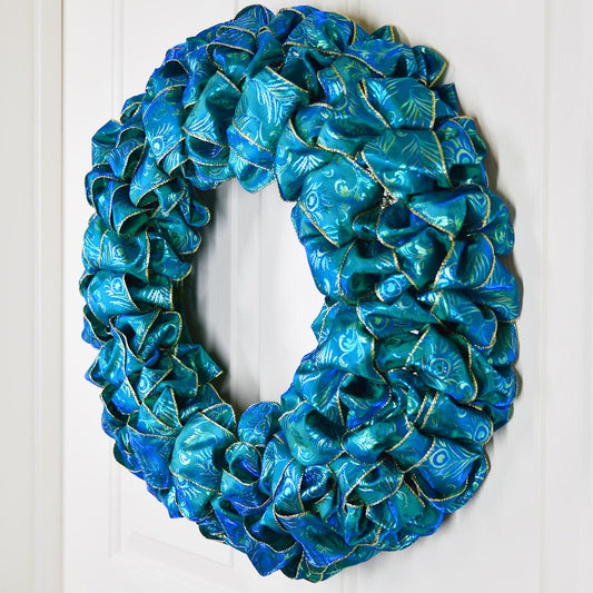 Teal ribbon wreath “Peacock”