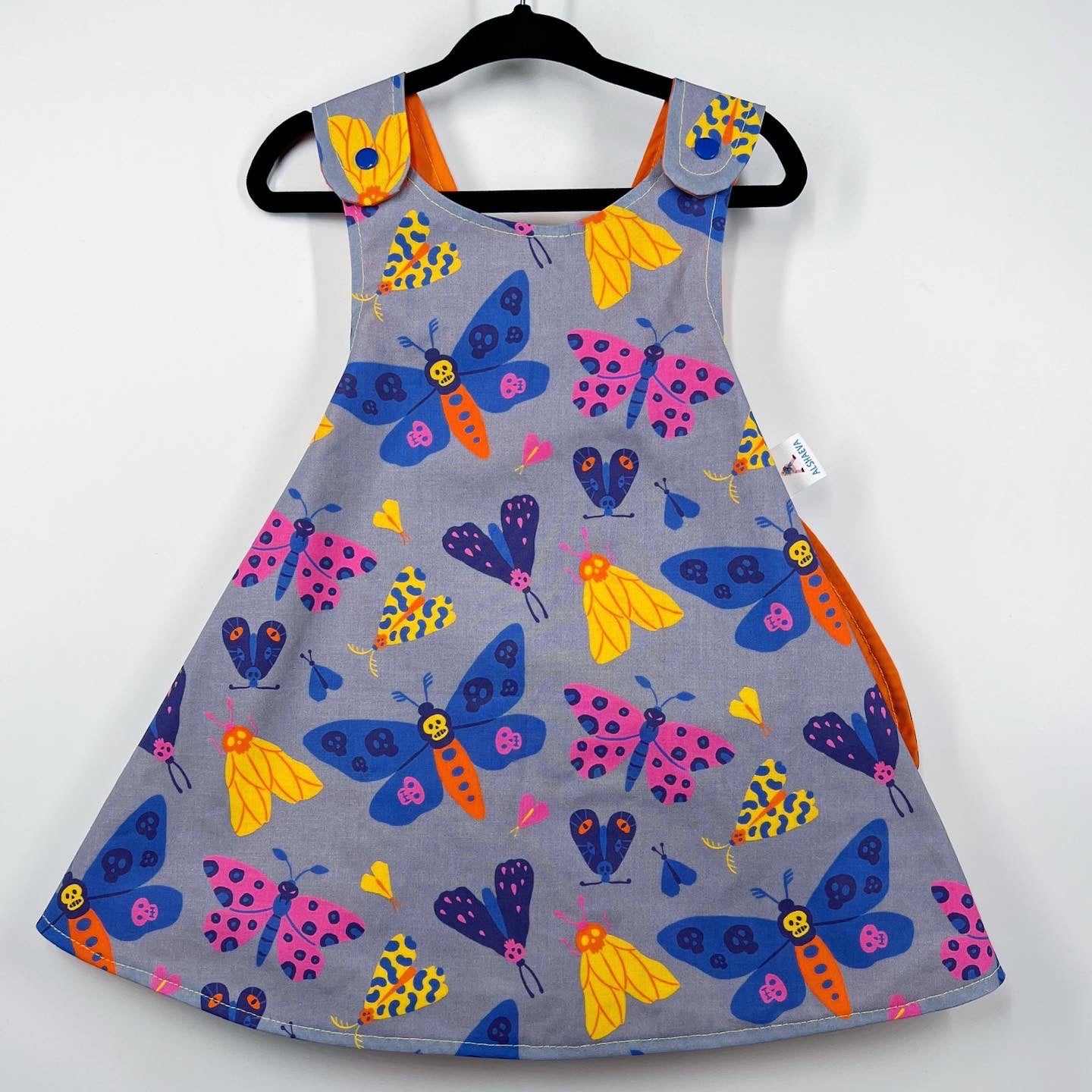 Spooky reversible dress “The silence of the moths” in gray