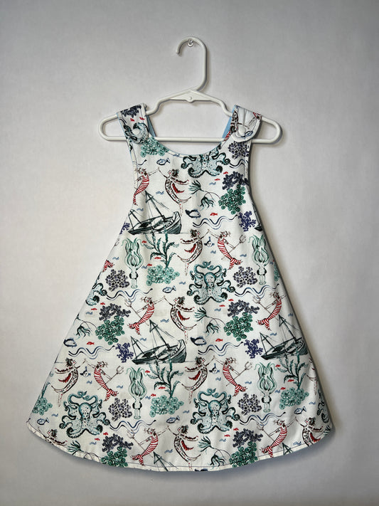 Reversible cotton dress "Underwater and Wheals”