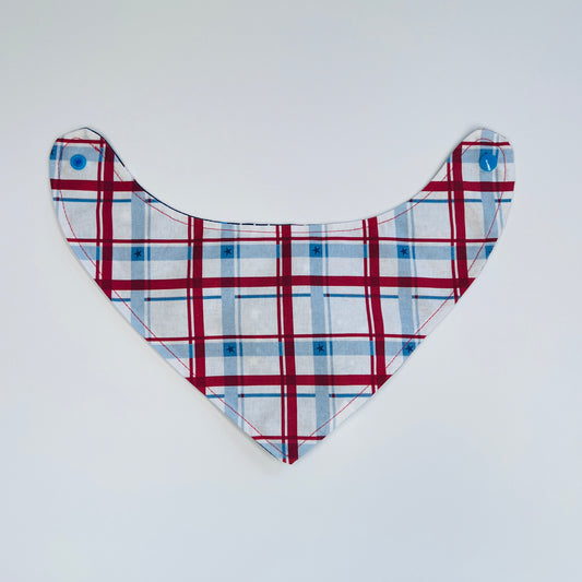 Reversible Bandana Bib "Patriotic Plaid"