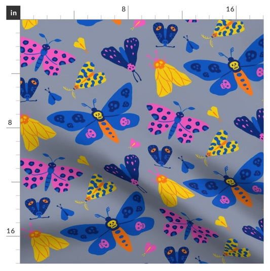 Fabric “The silence of the moths” (grey background)