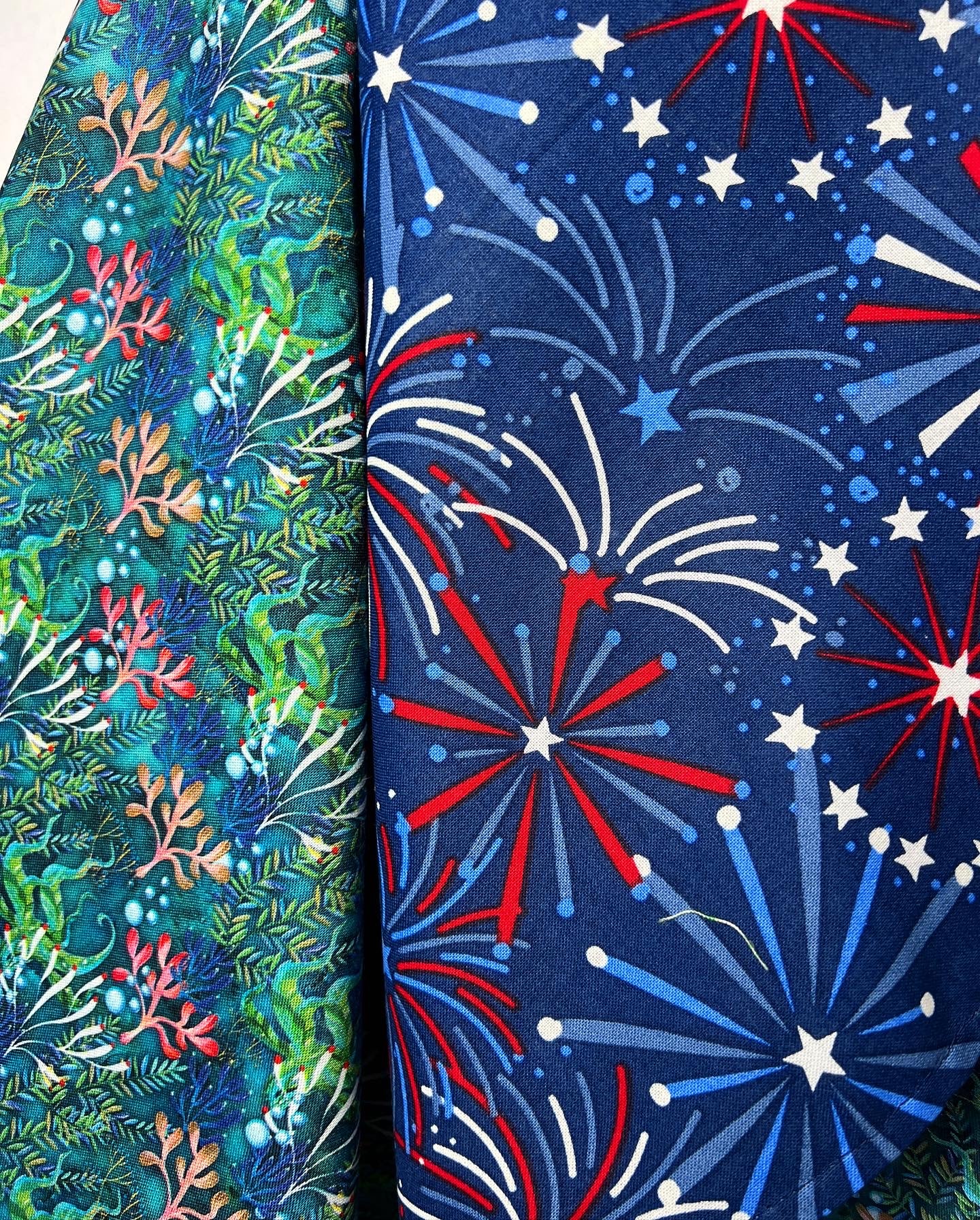 Reversible cotton dress “Underwater and Fireworks”