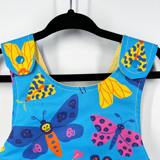 Spooky reversible dress “The silence of the moths” in blue