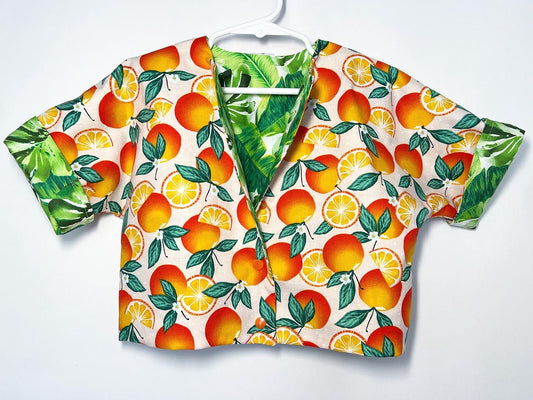 Reversible jacket “Oranges and Tropical leaves”