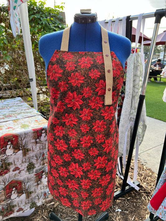 Christmas Apron “Red poinsettia”