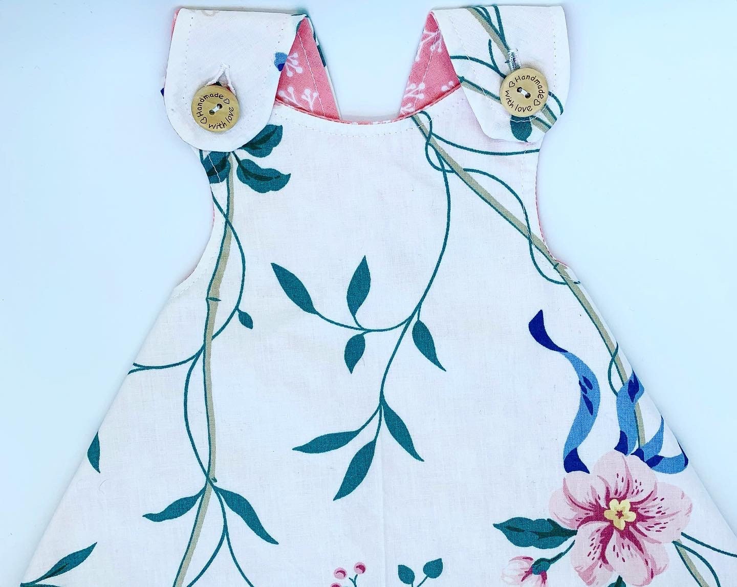 Flowers fabric design reversible cotton dress