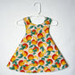 Reversible cotton dress “Oranges and Tropical leaves”