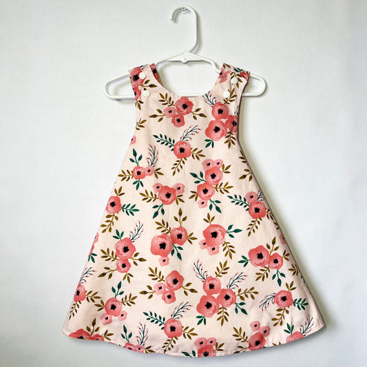 Reversible cotton dress “Pink Flowers”