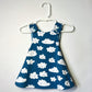 Reversible cotton dress “Clouds and Bees”