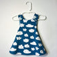 Reversible cotton dress “Clouds and Bees”