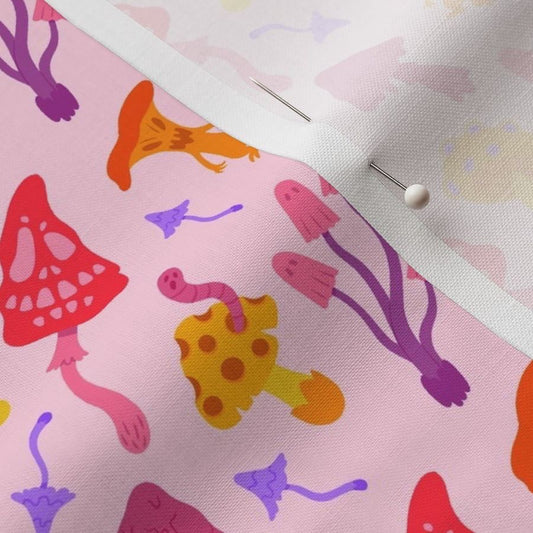 Fabric “Spooky mushrooms” (pink background)