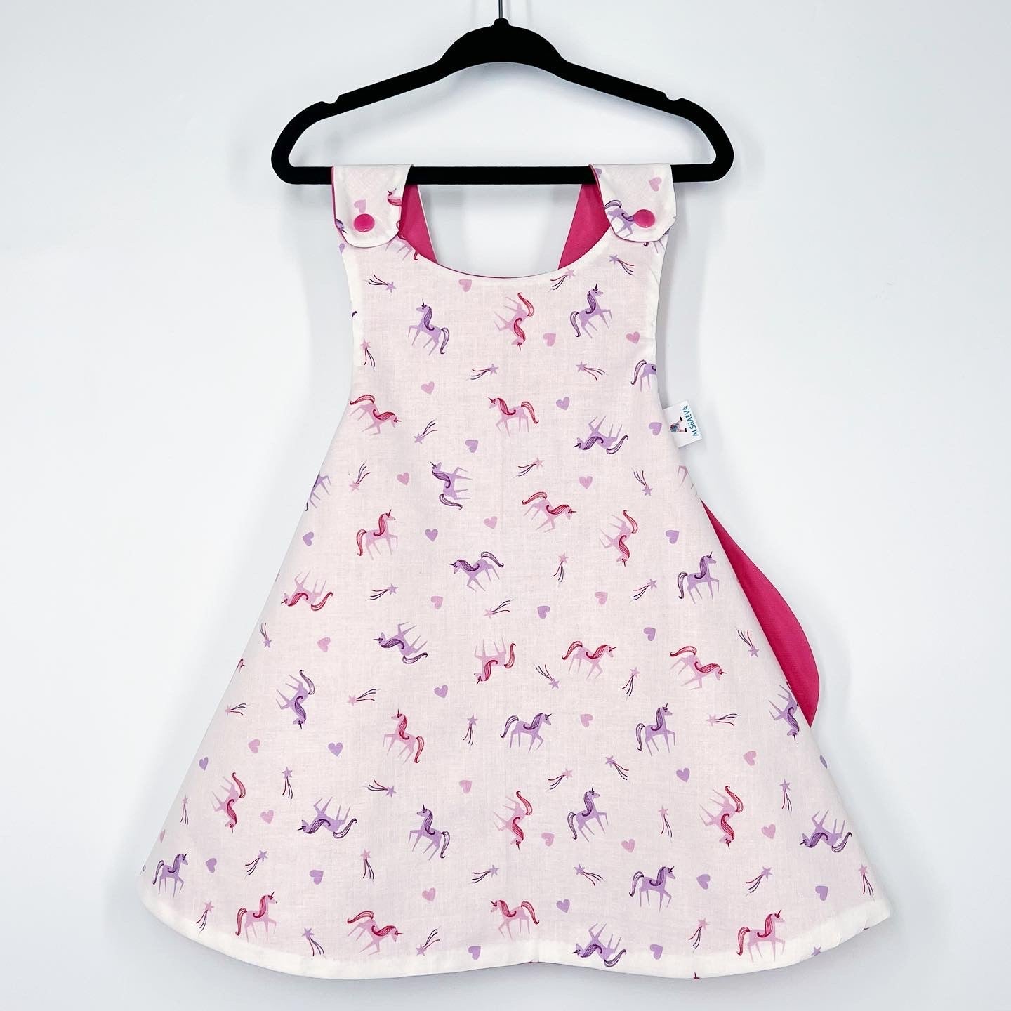 Reversible cotton dress “Pink polka dots”