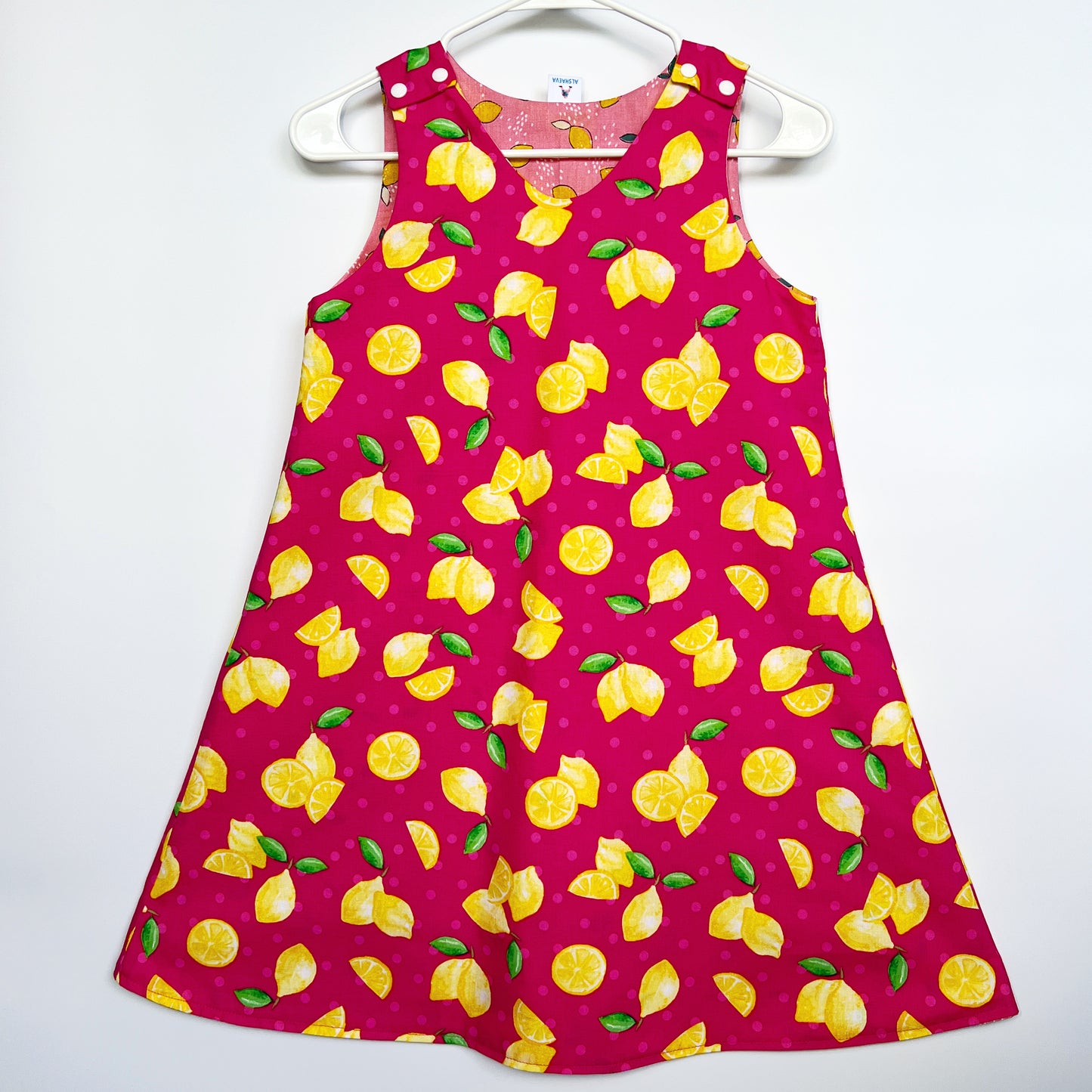 A-line reversible cotton dress "Lemons"