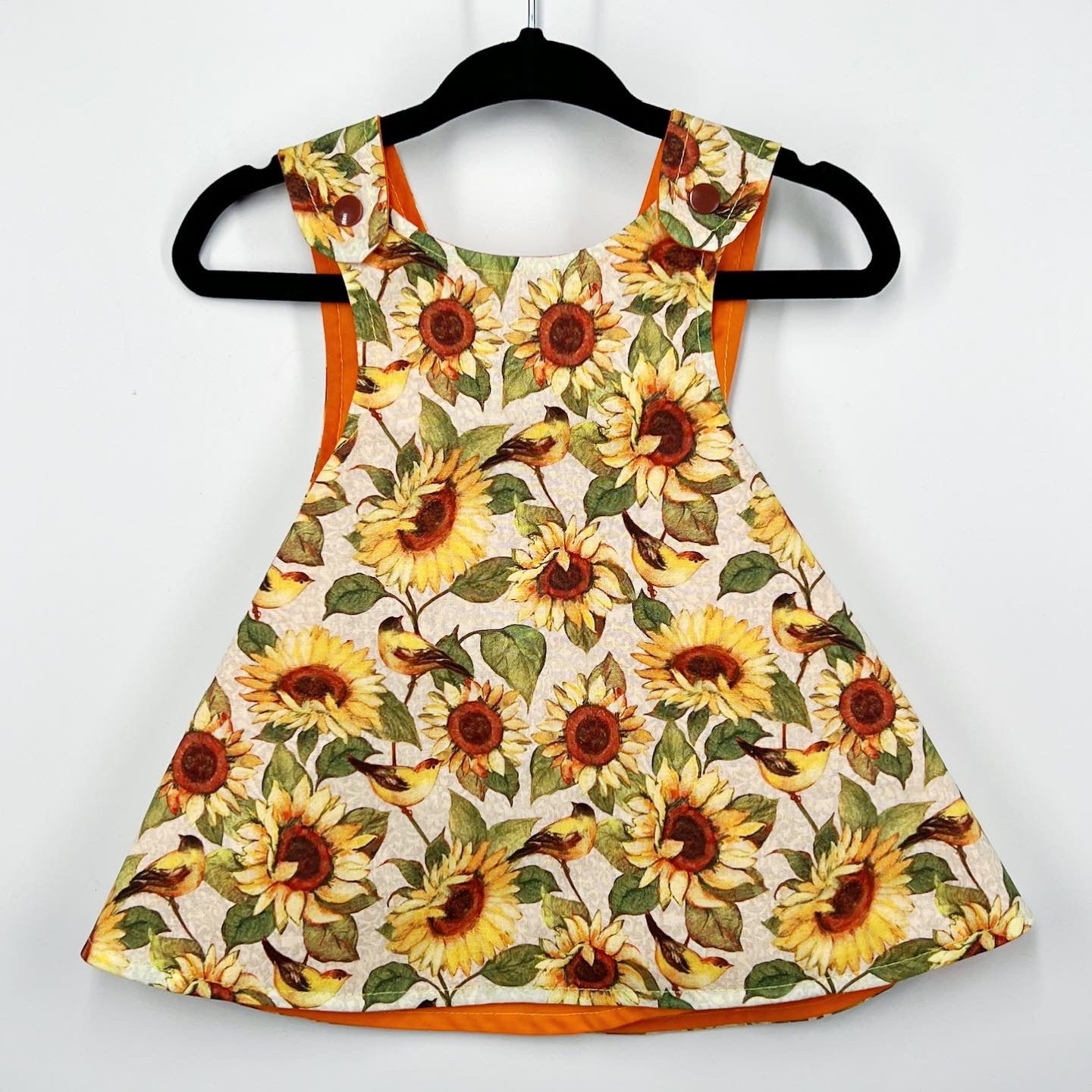 Fall reversible dress “Sunflower and birds”