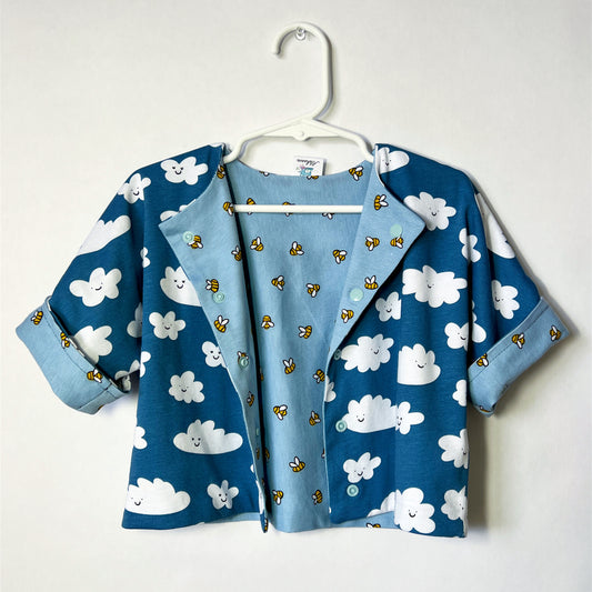 Reversible jacket “Clouds and bees”
