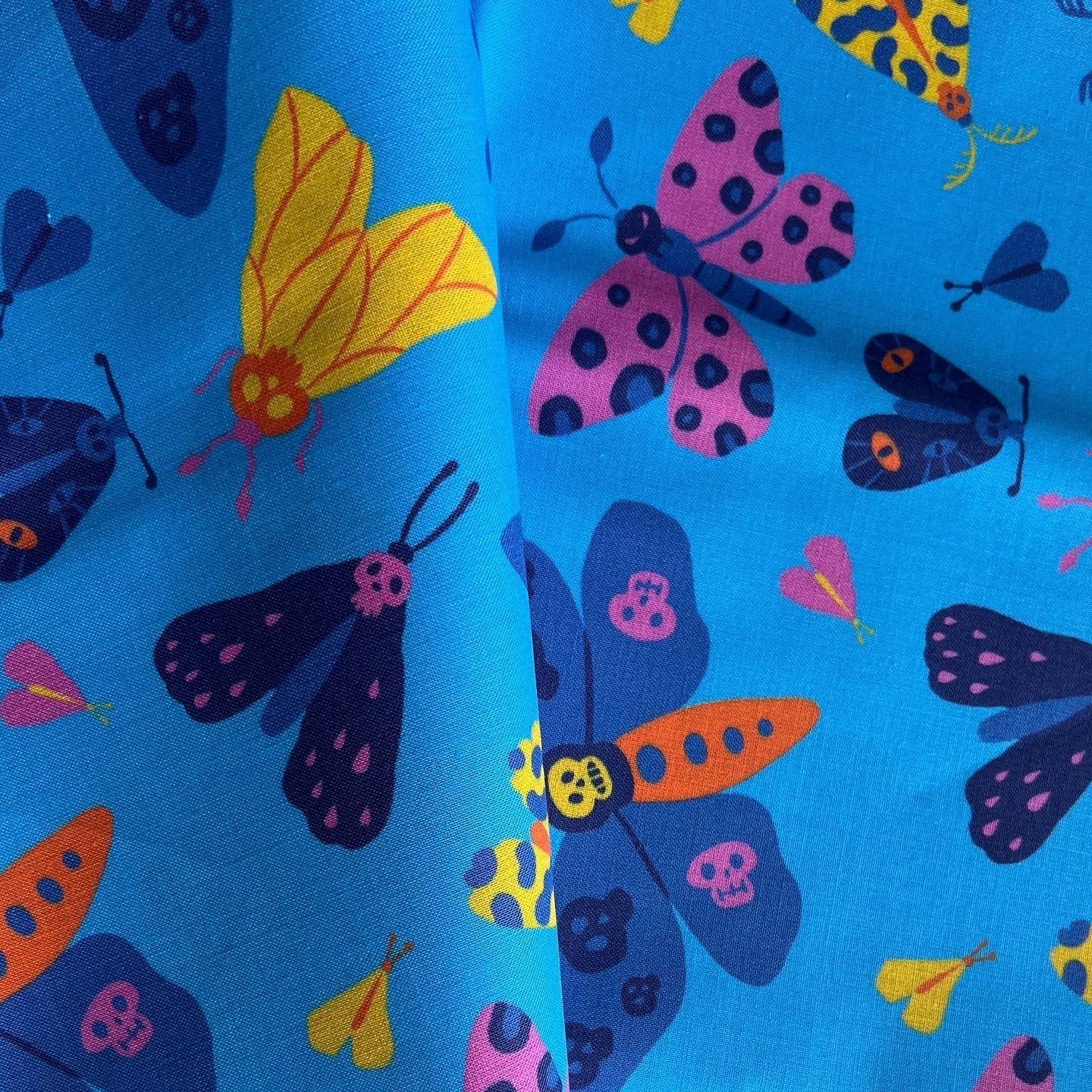 Fabric “The silence of the moths” (blue background)