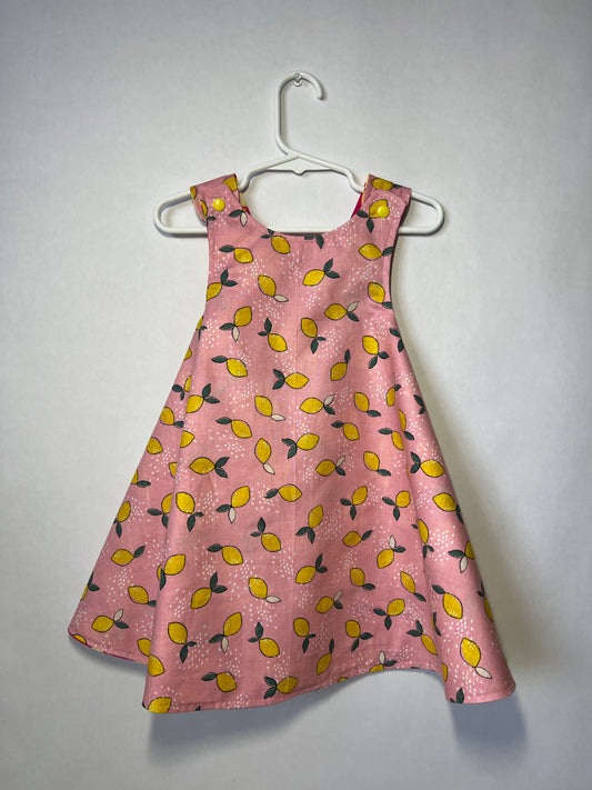 Reversible cotton dress "Pink Lemons”