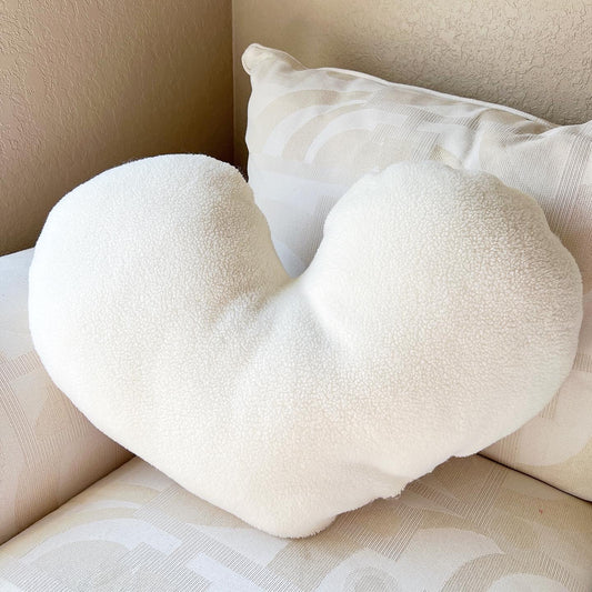 Oversized Sherpa heart pillow