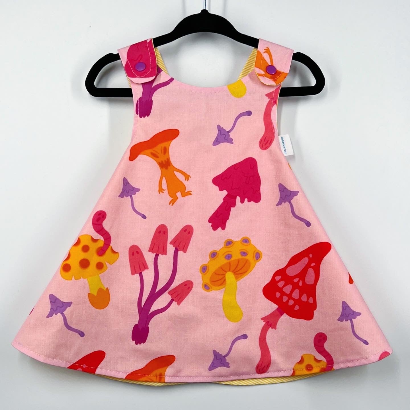 Spooky reversible dress “Mushrooms ” in pink